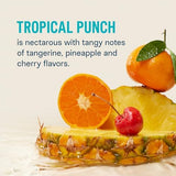 Liquid I.V. Tropical Punch se disuelve en agua, sabor refrescante para uso diario.