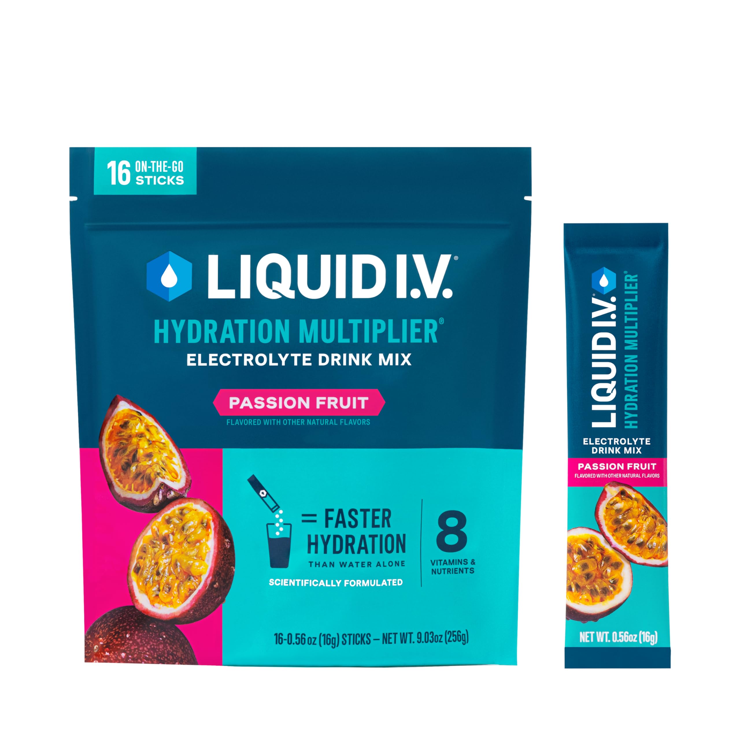 Liquid I.V. Hydration Multiplier botella sabor Pasión Fruta, hidratación rápida en entrenamientos
