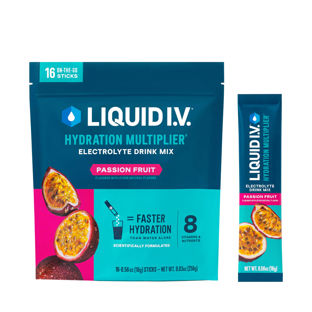 Liquid I.V. Hydration Multiplier botella sabor Pasión Fruta, hidratación rápida en entrenamientos