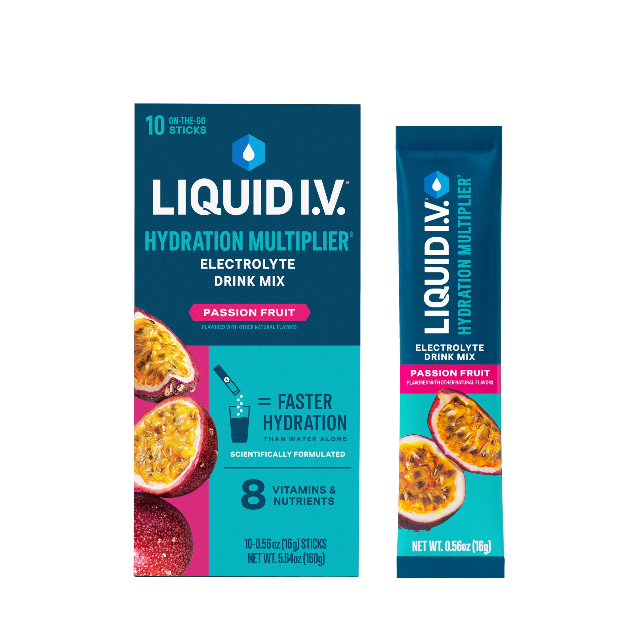 Liquid I.V. Hydration Multiplier, paquete individual, hidrata rápido en movimiento.