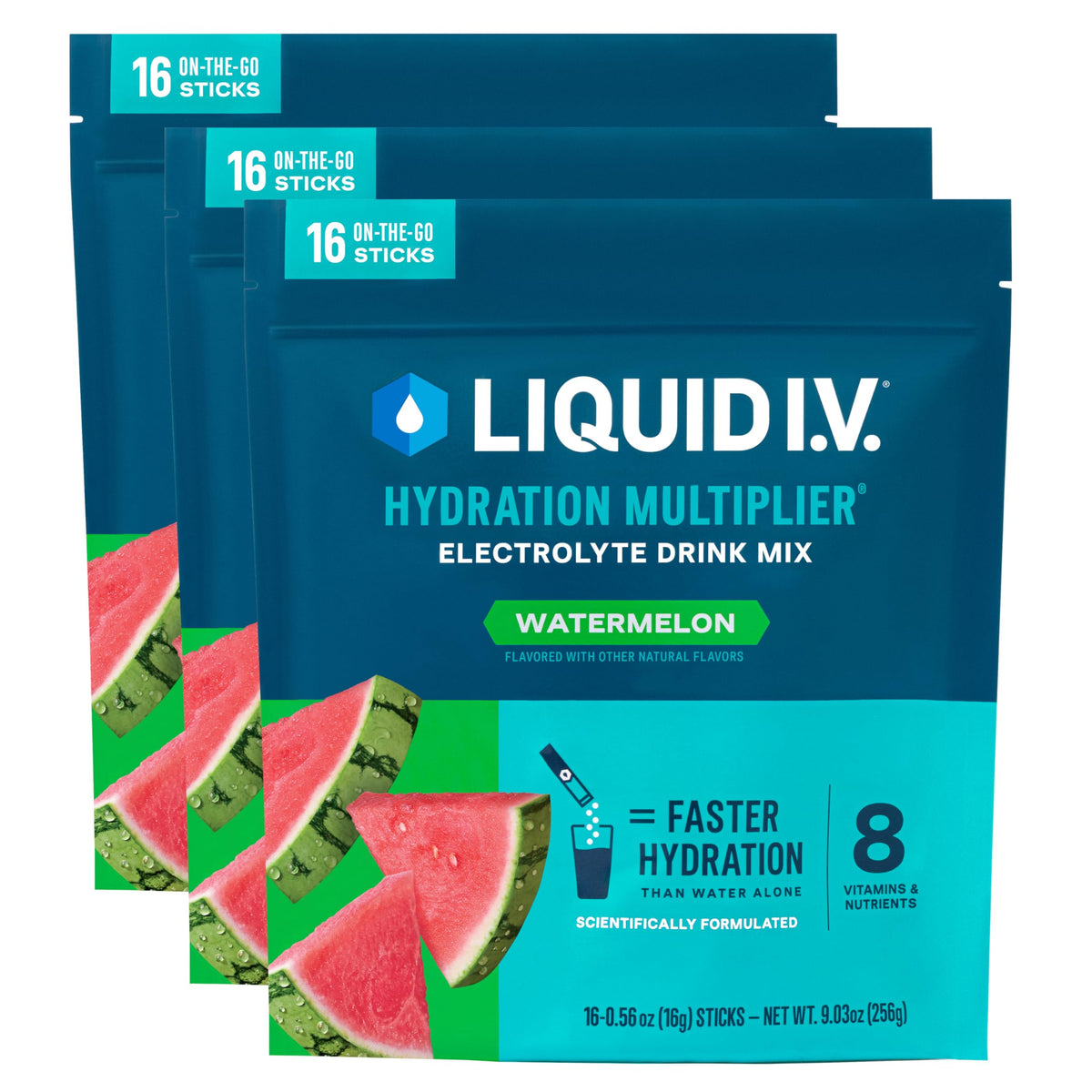 Liquid I.V. Multiplicador de Hidratación Sandía: paquete individual para uso en movimiento
