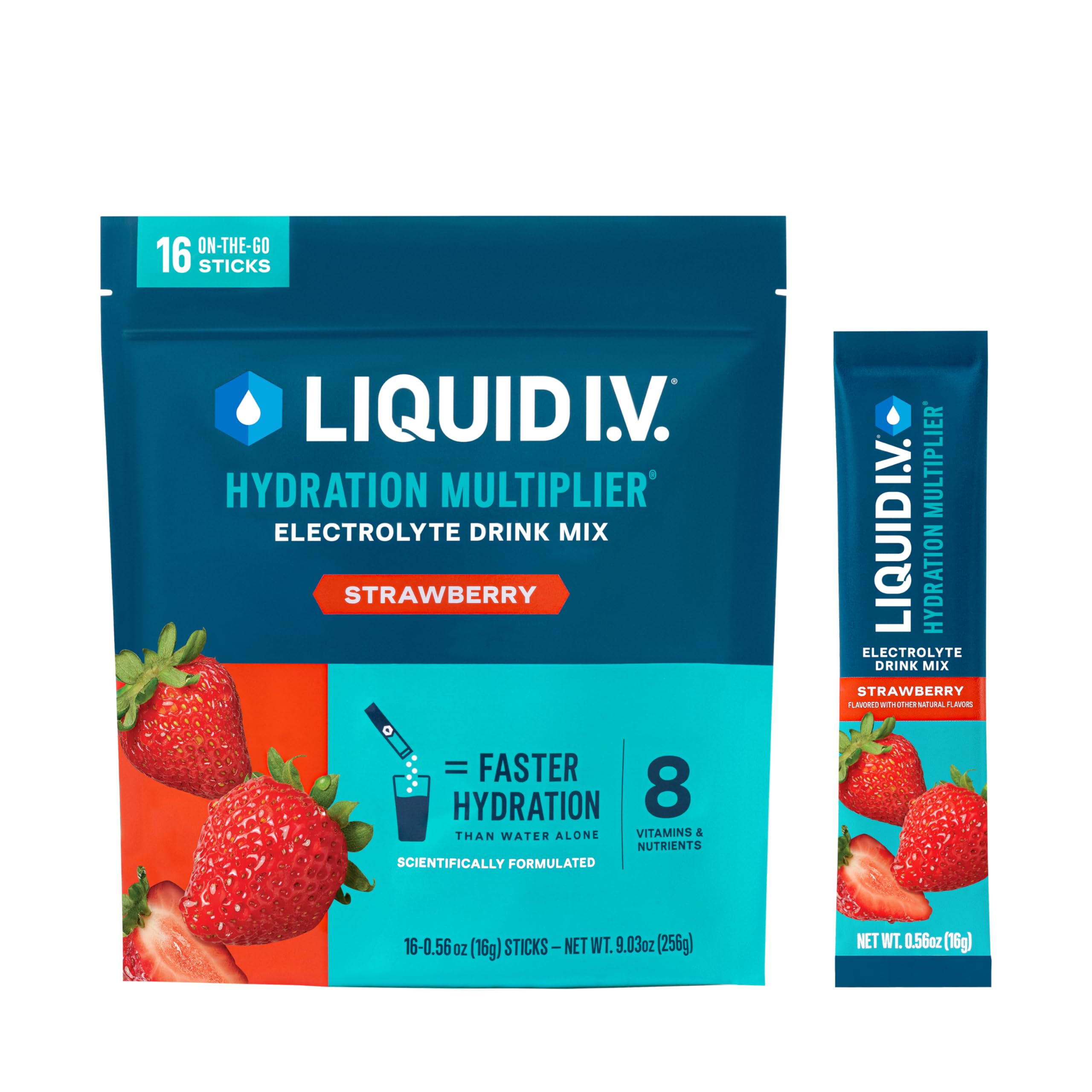 Liquid I.V. Multiplicador de Hidratación sabor fresa, experiencia de sabor atractiva para hidratarse