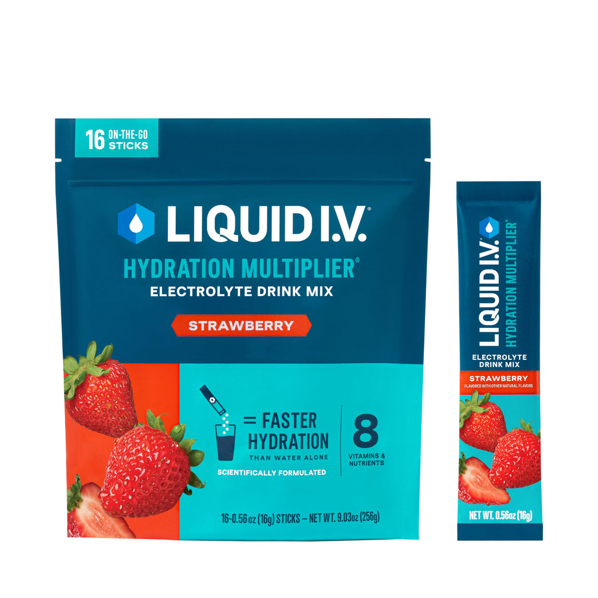 Liquid I.V. Multiplicador de Hidratación sabor fresa, experiencia de sabor atractiva para hidratarse