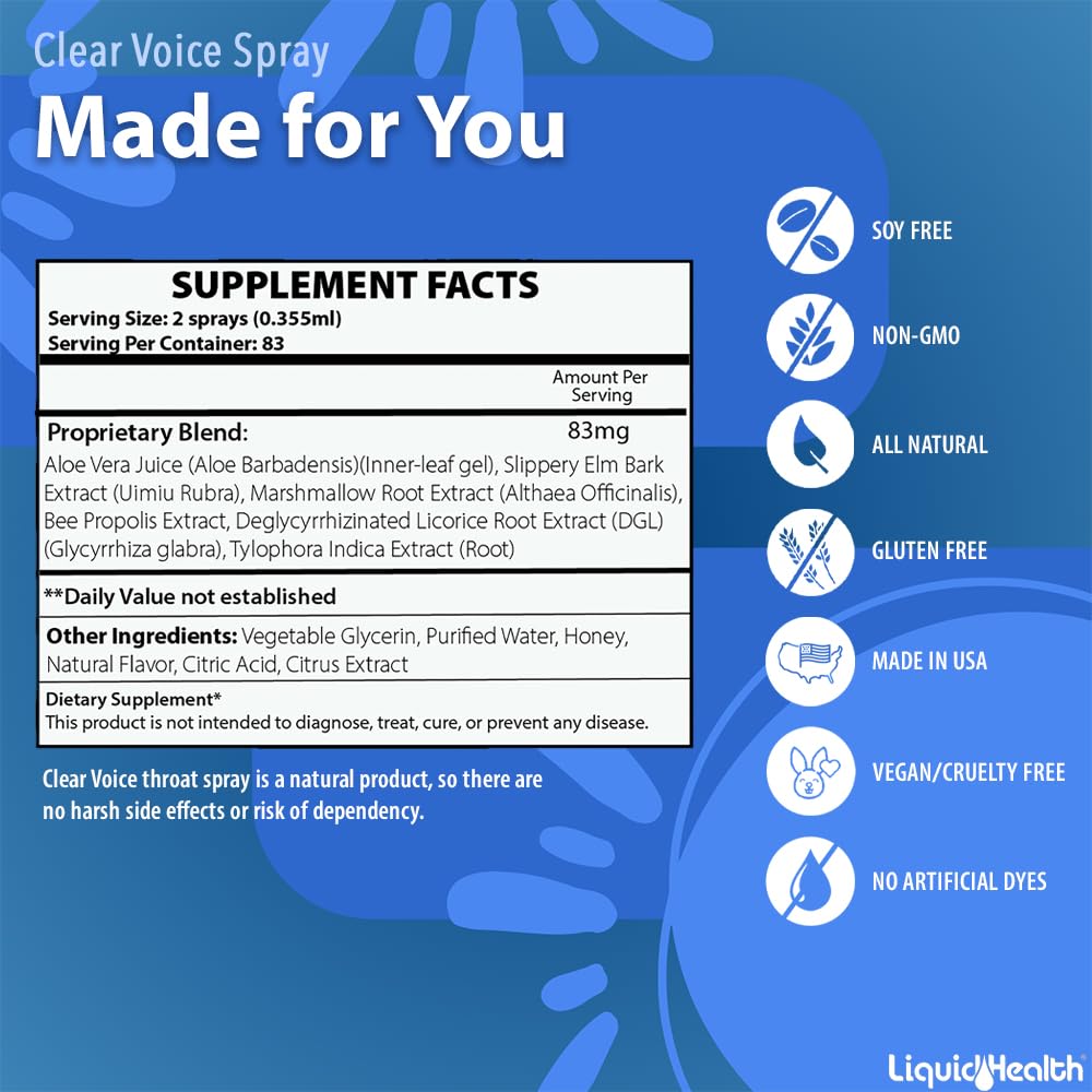 LIQUIDHEALTH Clear Voice: producto hecho en EEUU para artistas y ponentes