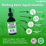 LIQUIDHEALTH Drops: etiqueta frontal que destaca fabricación en EE. UU. y opción vegana