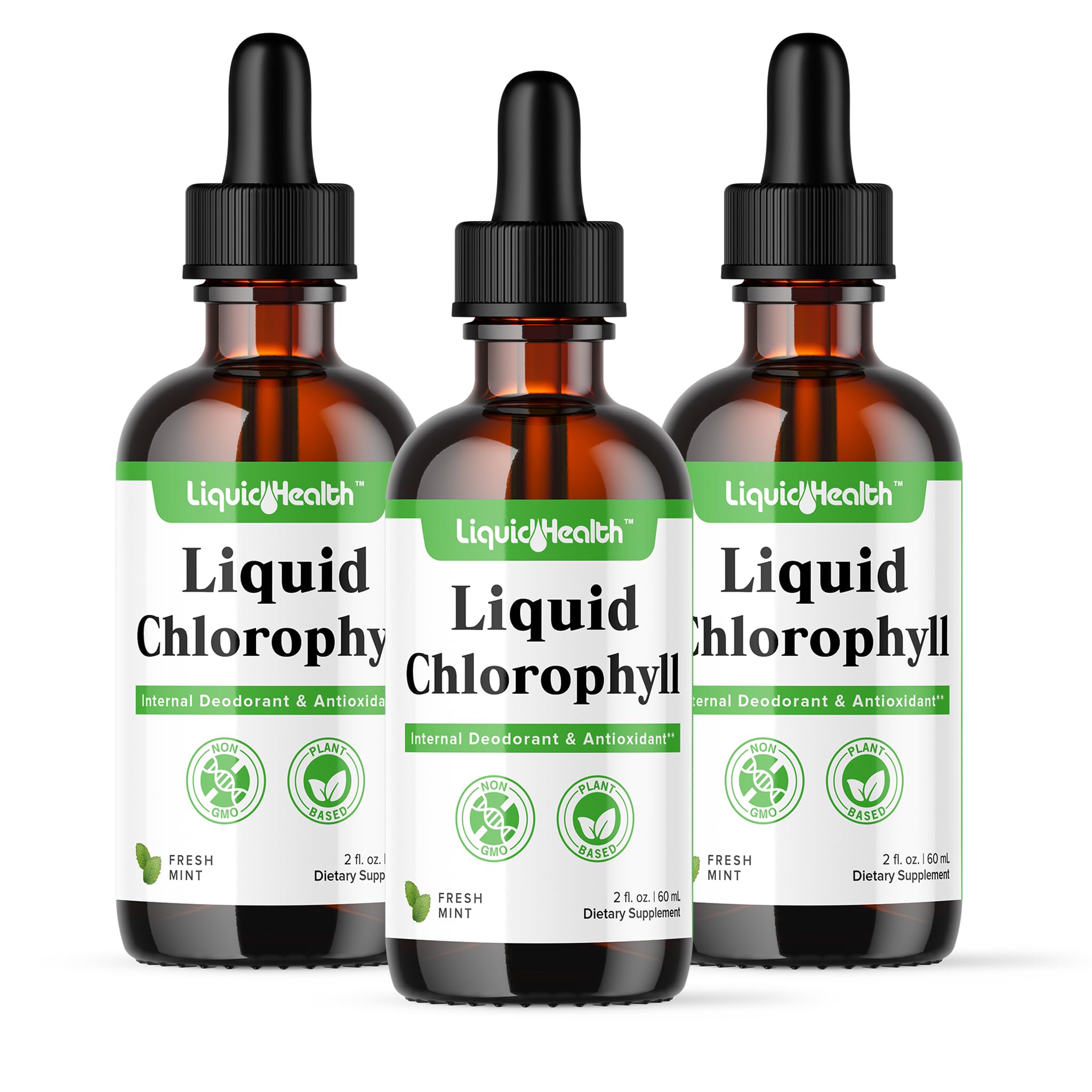 LIQUIDHEALTH gote de clorofila en botella para apoyo de desodorización interna.