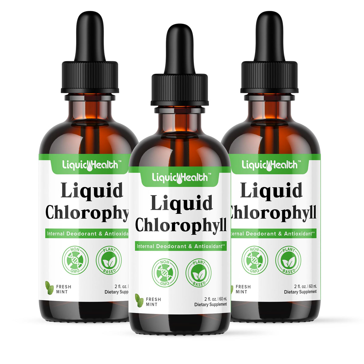 LIQUIDHEALTH gote de clorofila en botella para apoyo de desodorización interna.