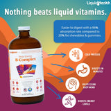 LIQUIDHEALTH Mega Energía B-Complejo, dosis medible, absorción rápida para vitalidad.