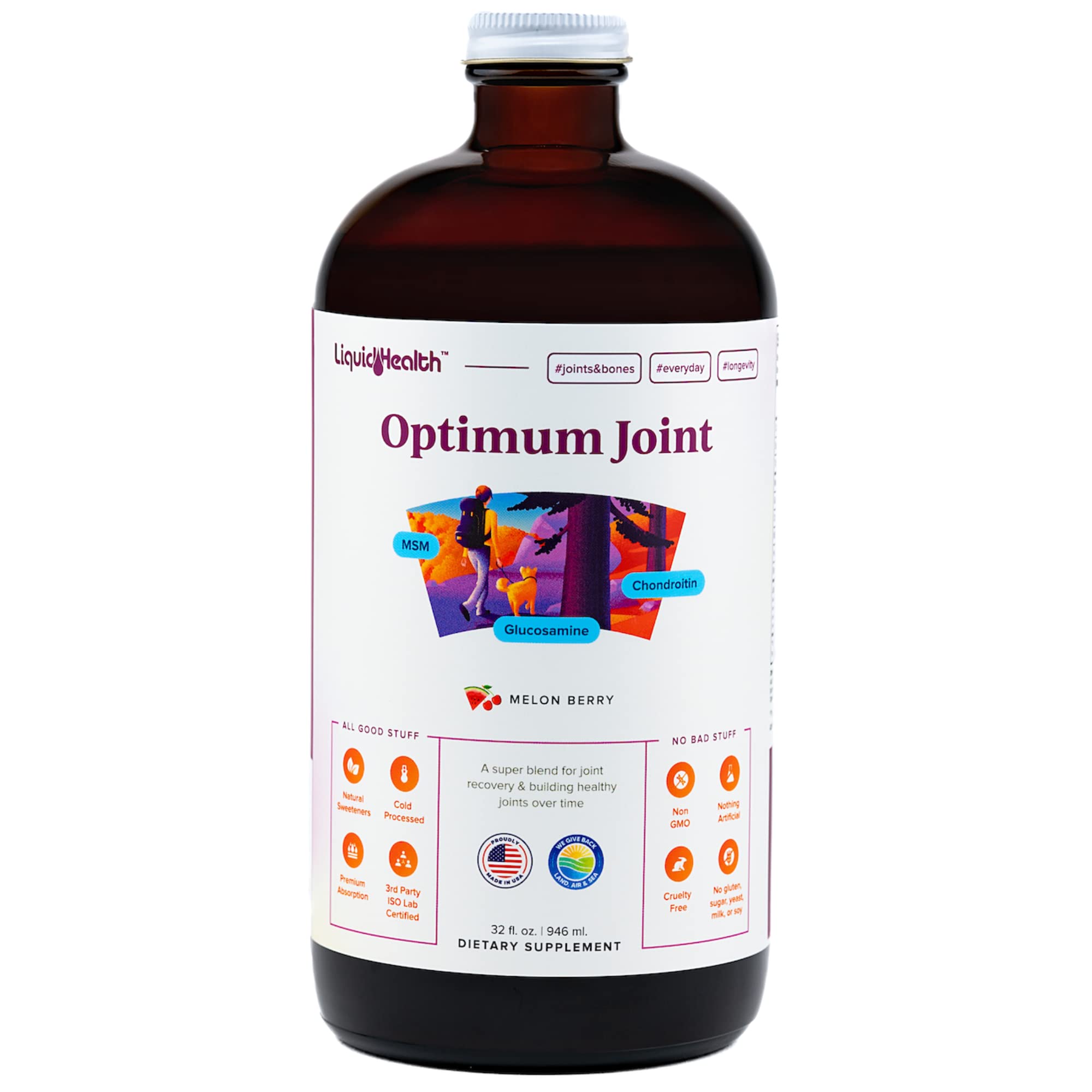 LIQUIDHEALTH Optimum Joint: botella-dosis para apoyar movilidad diaria.