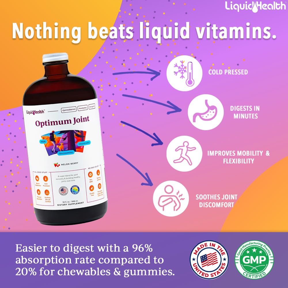 LIQUIDHEALTH Optimum Joint: etiqueta clara con ingredientes clave.