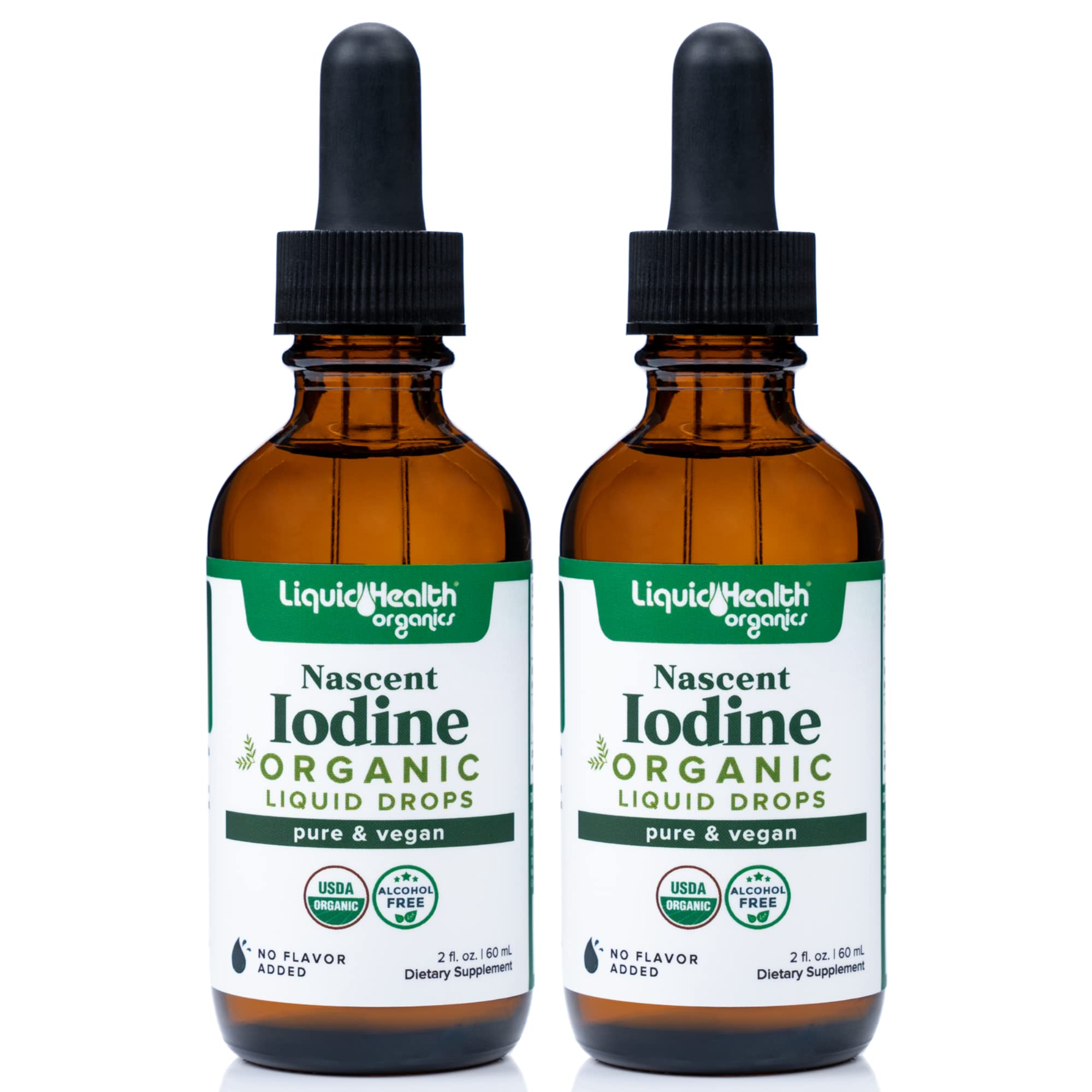 LIQUIDHEALTH yodo naciente en botella, apoyo inmune potencial y bienestar diario.