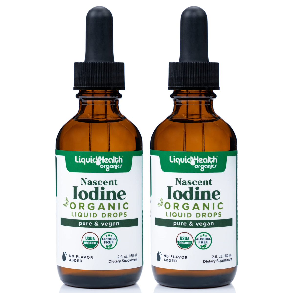 LIQUIDHEALTH yodo naciente en botella, apoyo inmune potencial y bienestar diario.