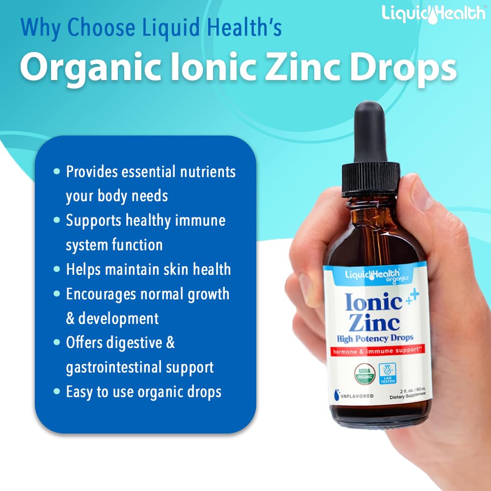 Etiqueta LIQUIDHEALTH Zinc Orgánico USDA en envase