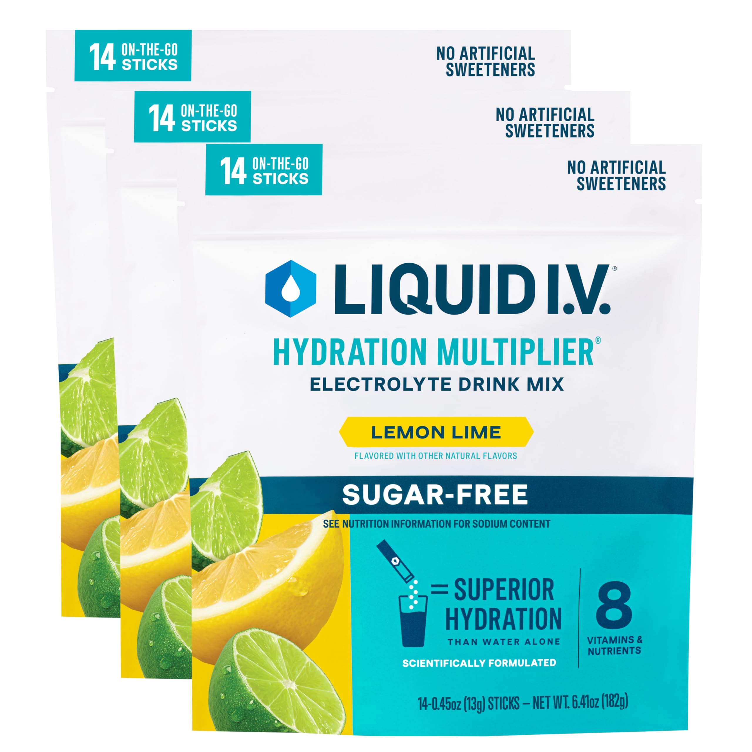 Liquid I.V. Multiplicador de Hidratación Sin Azúcar; paquetes para hidratarse en cualquier lugar