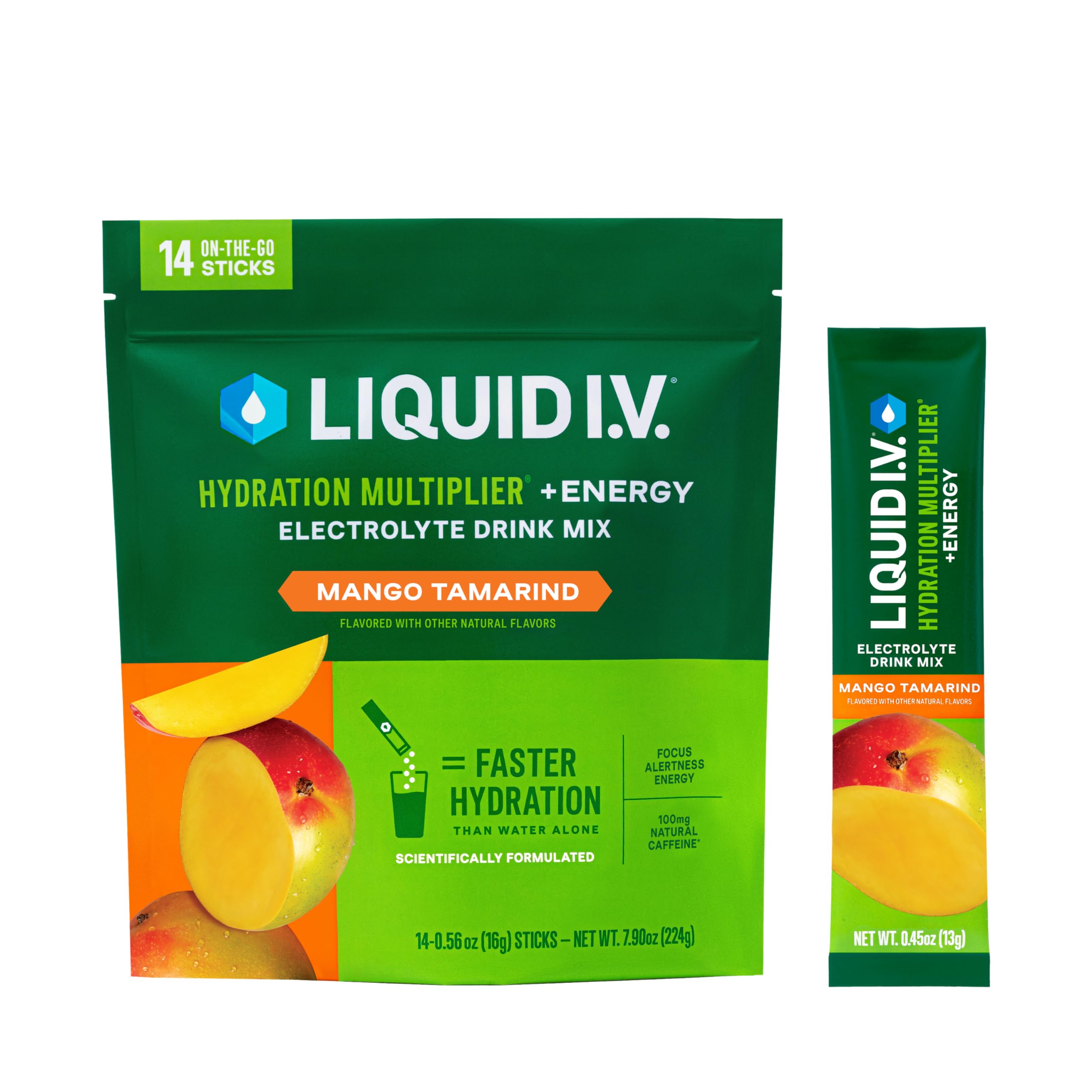 Liquid I.V. paquete una porción para hidratación rápida y práctica.