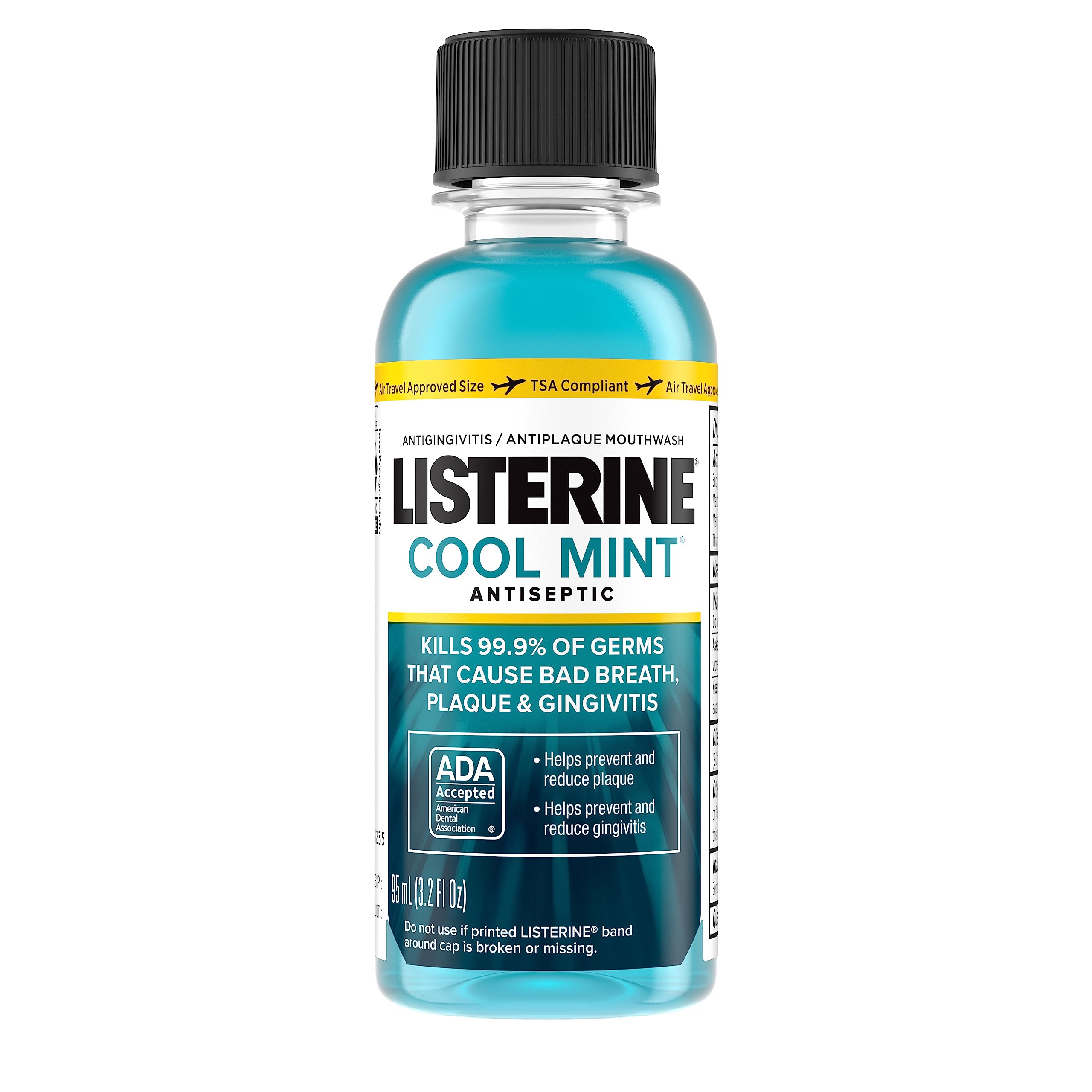 Listerine Cool Mint botella frontal, aliento fresco diario y fácil de usar