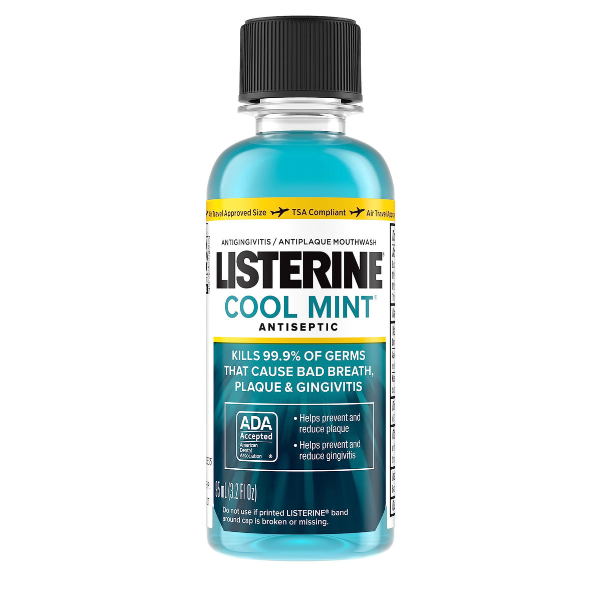 Listerine Cool Mint botella frontal, aliento fresco diario y fácil de usar