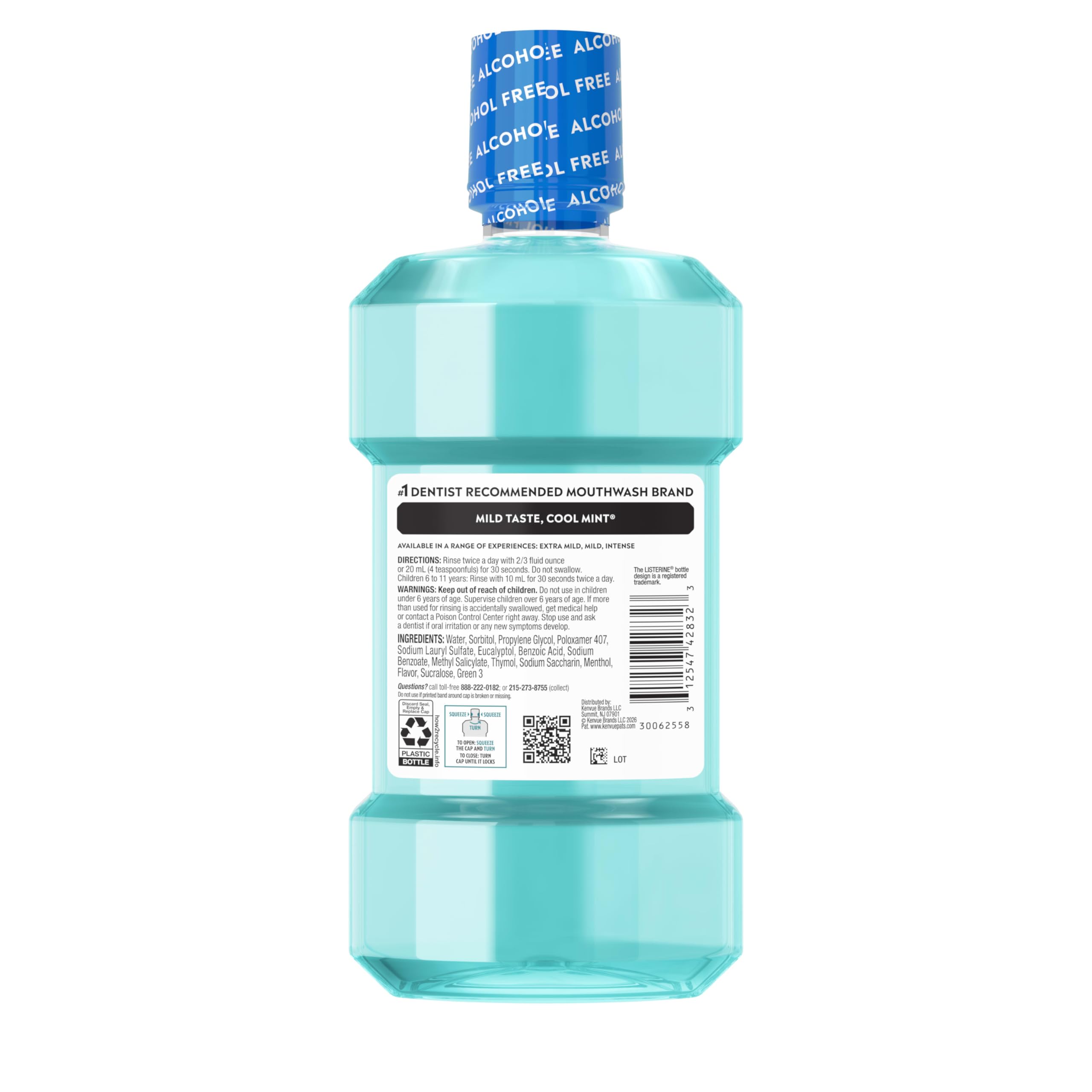 Listerine Cool Mint sin alcohol, complemento ideal para la higiene matutina y nocturna.