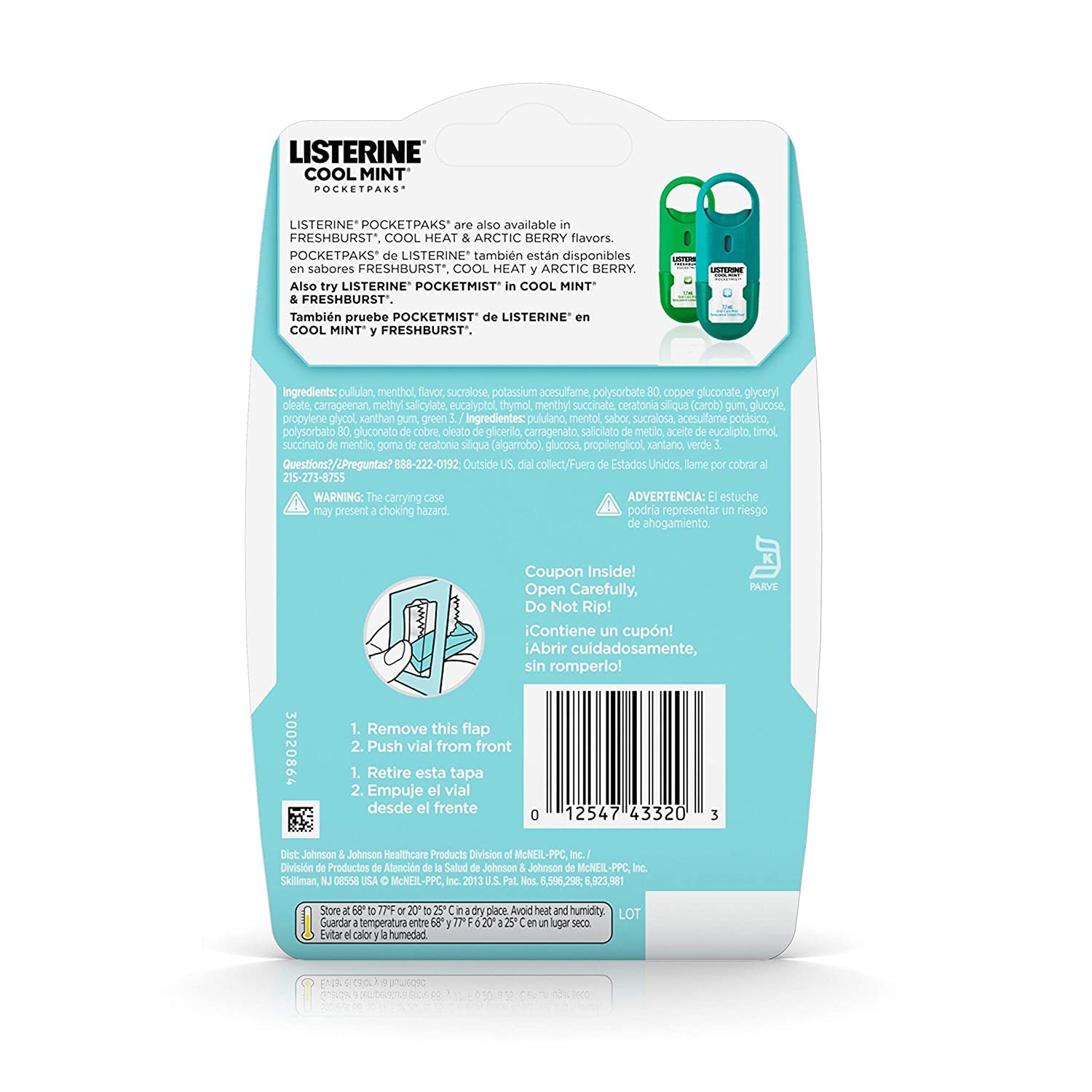 Paquete de tiras 12-24 de Listerine Pocketpaks Cool Mint para uso diario