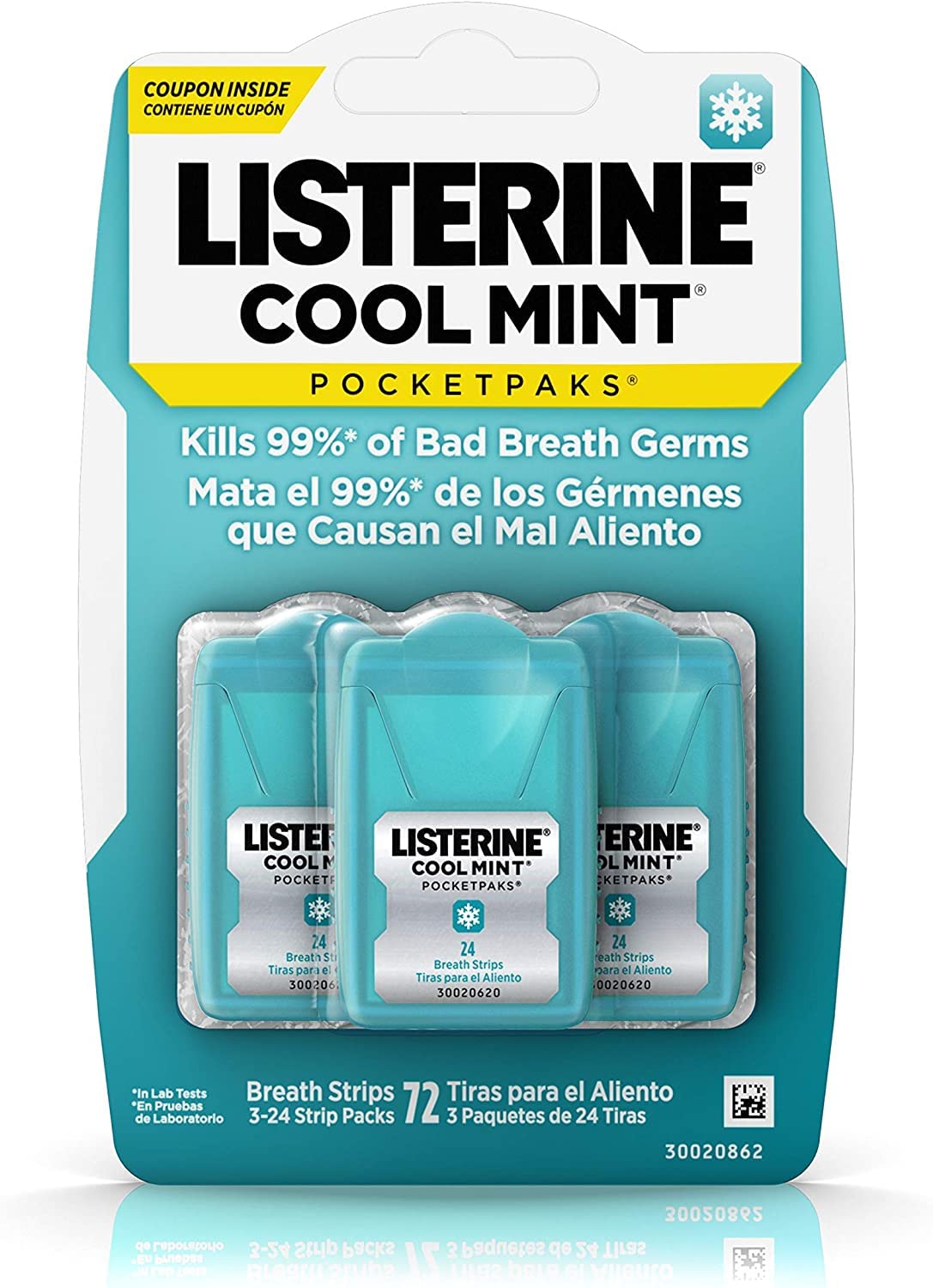 Paquete total de 288 tiras de Listerine Pocketpaks Cool Mint