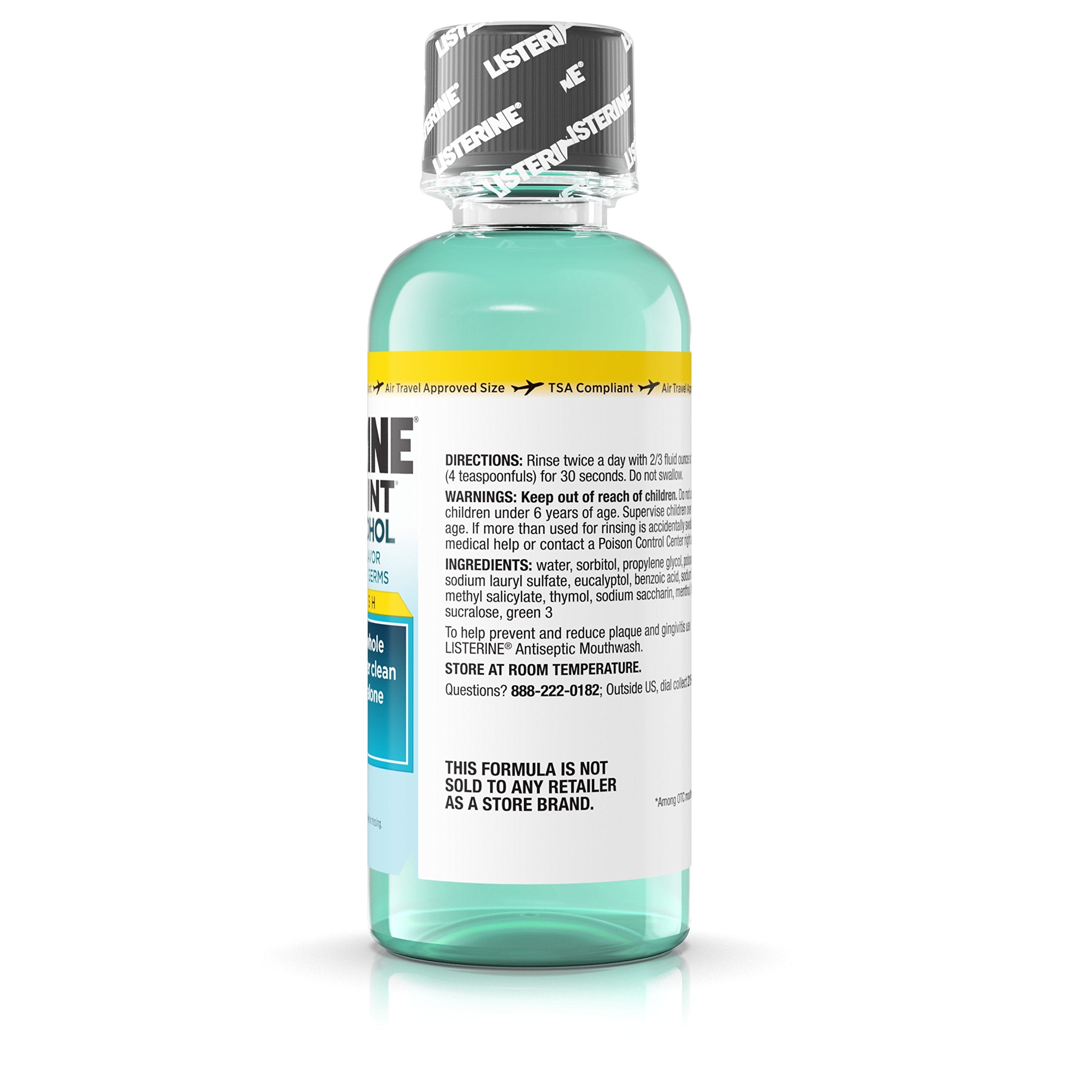 Listerine Zero Cavidad, uso diario de enjuague bucal con menta sin alcohol.