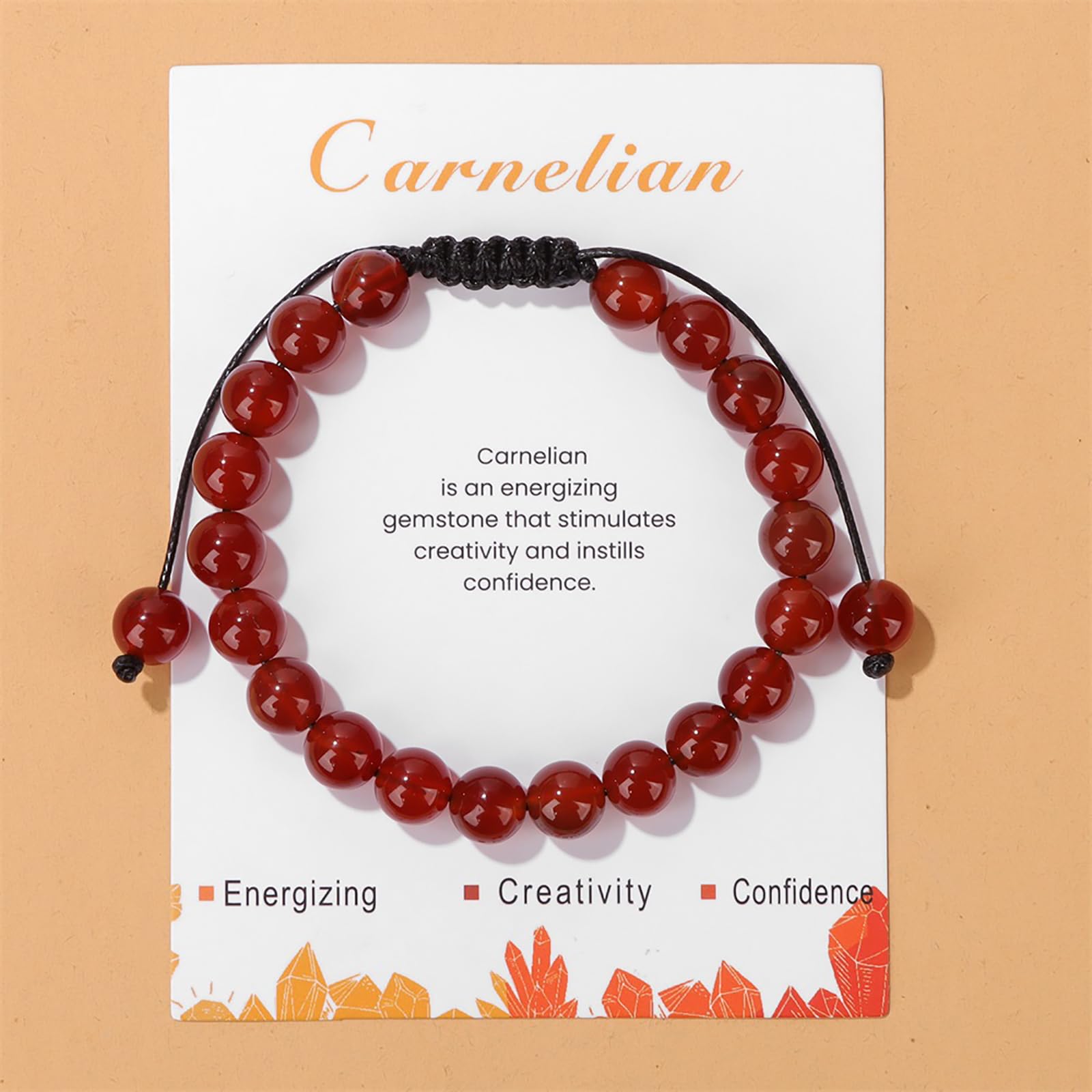 Lit Wall pulsera carnelina con ajuste elástico, comodidad diaria.