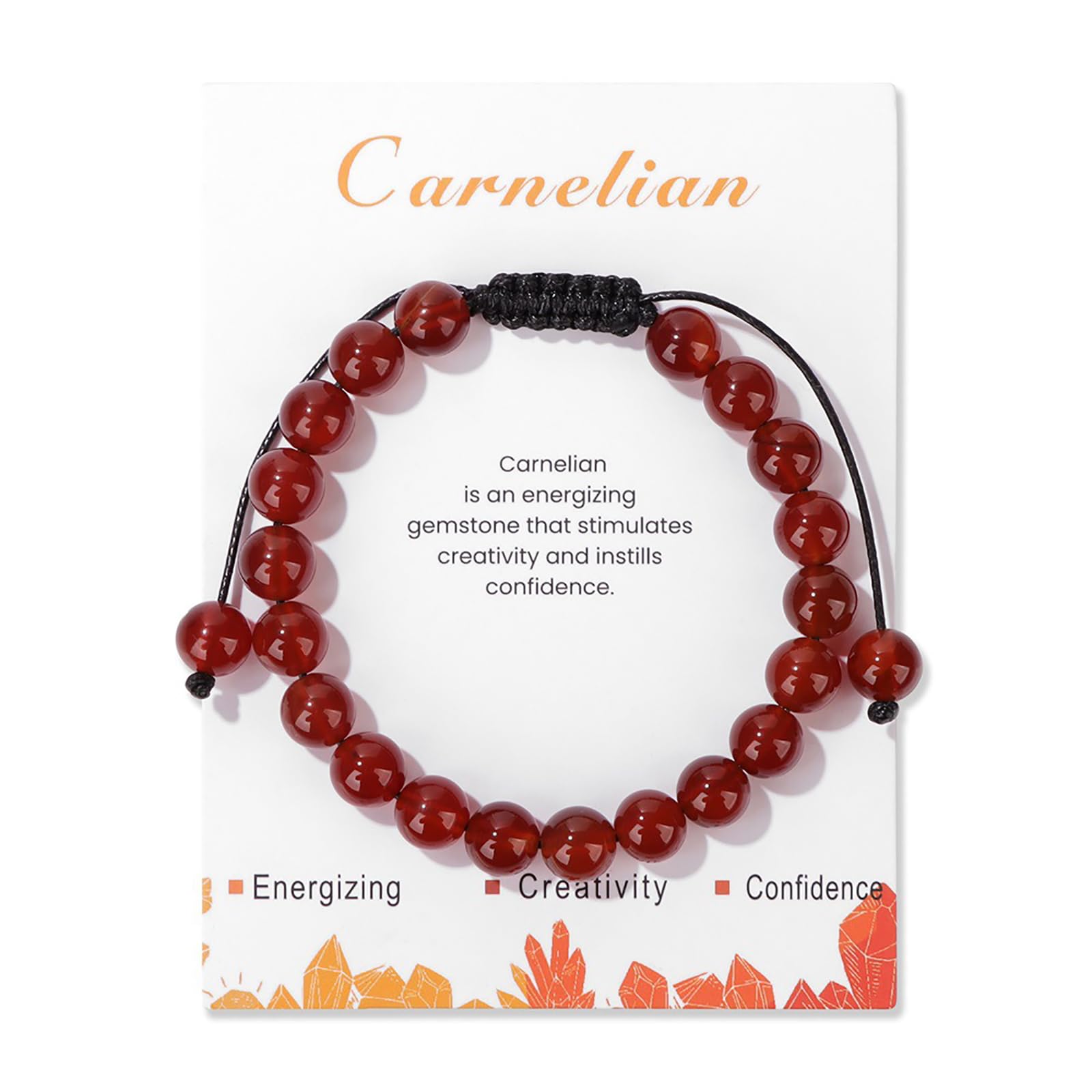 Lit Wall pulsera carnelina 8mm para mujer, ideal para uso diario.