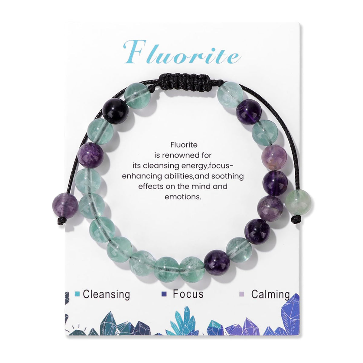 Lit Wall pulsera de fluorita, detalle de cuentas vibrantes para uso diario.