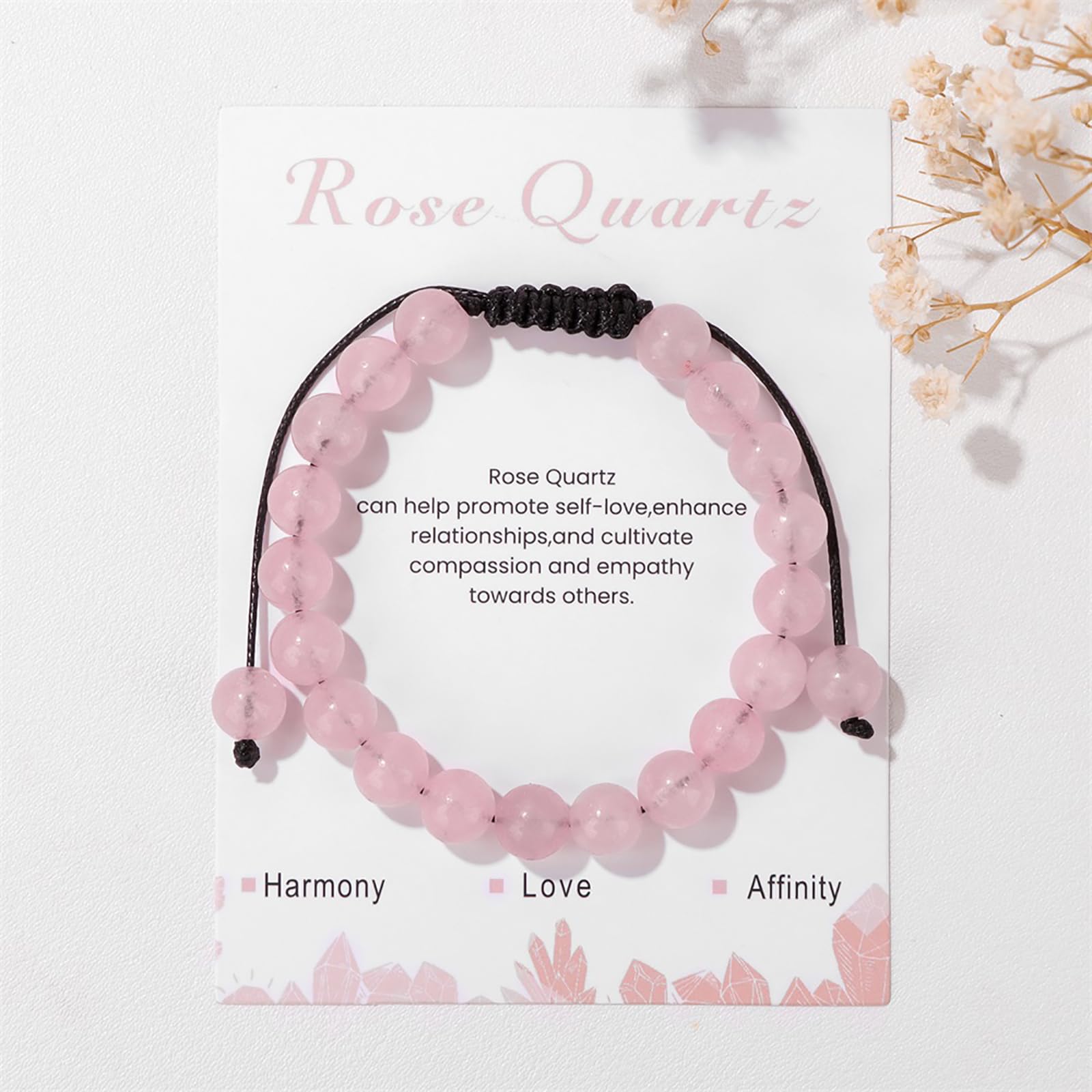 Pulsera elástica Lit Wall de cuarzo rosa, ajuste cómodo para uso diario