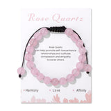 Lit Wall pulsera de cuarzo rosa 8 mm con ajuste para mujer