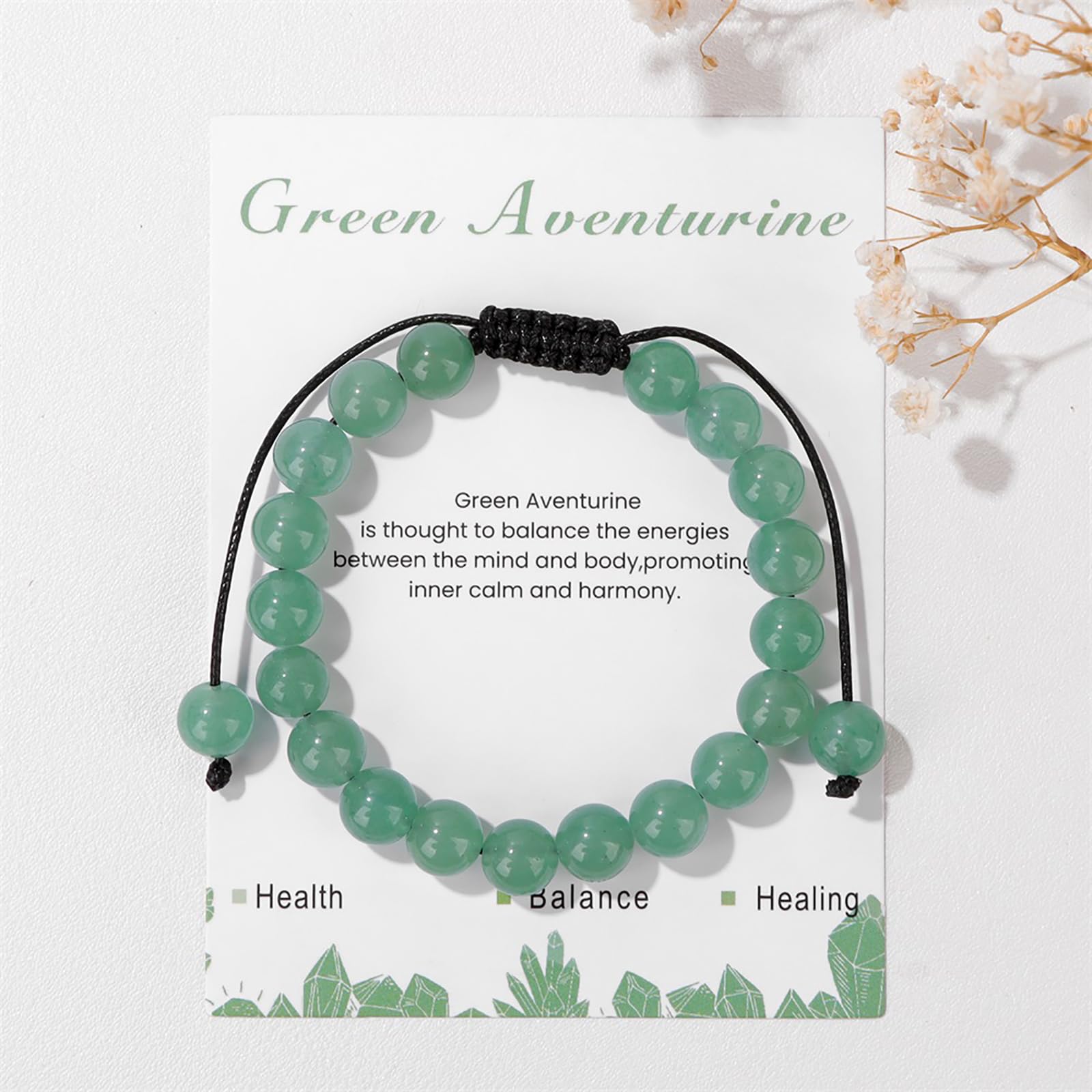 Lit Wall pulsera de jade 8 mm para mujer y hombre con ajuste cómodo