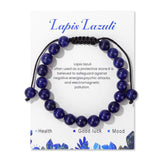 Pulsera Lit Wall de lapislázuli 8mm, ajustable para mujer, ideal para looks diarios.