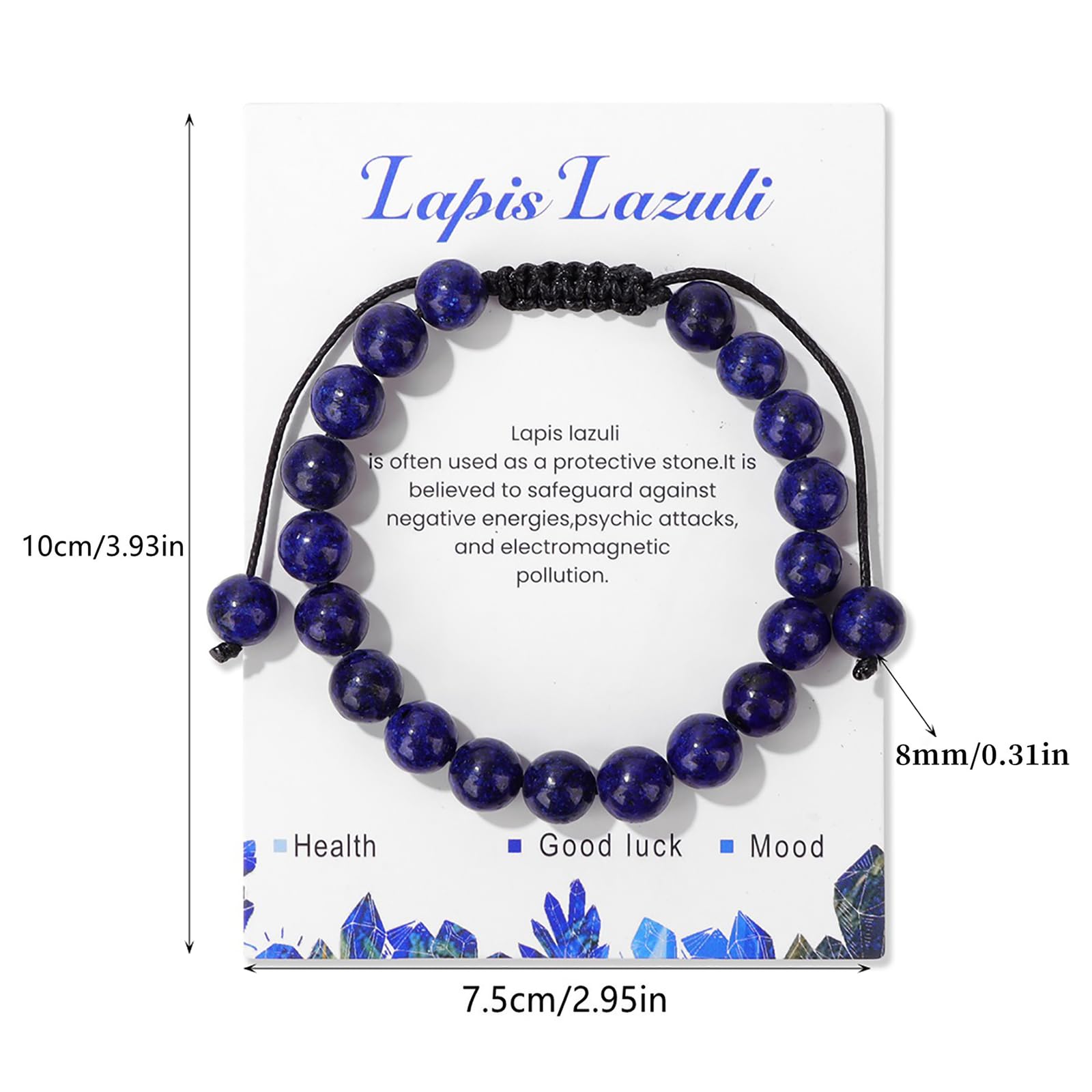 Lit Wall pulsera de lapislázuli: cuentas azules vibrantes para un estilo elegante.