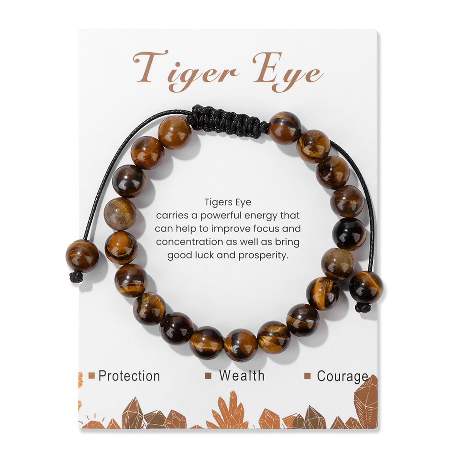 Lit Wall pulsera ojos de tigre 8mm, cuentas naturales, complemento elegante diario.