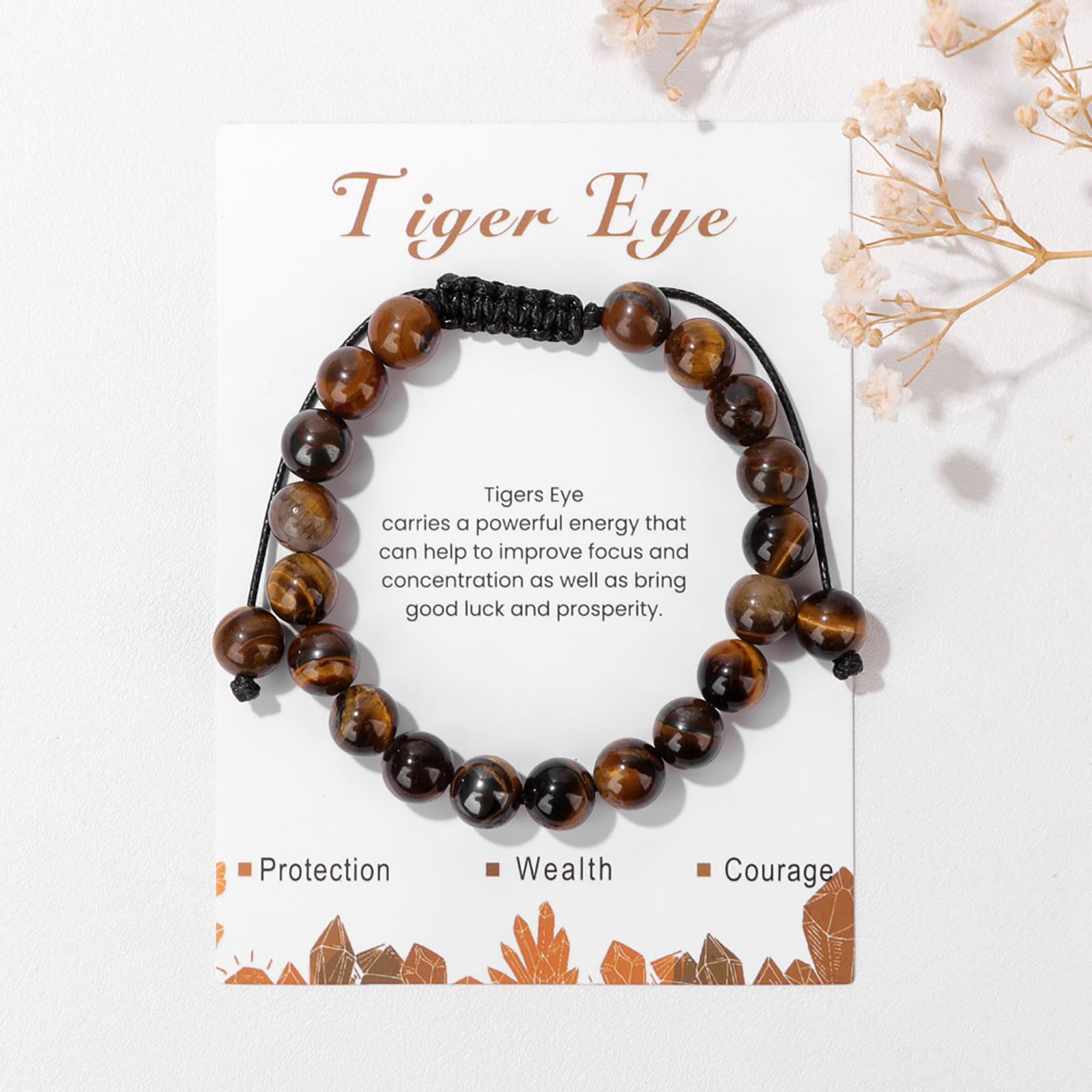 Lit Wall pulsera ojo de tigre con ajuste elástico, talla adaptable.