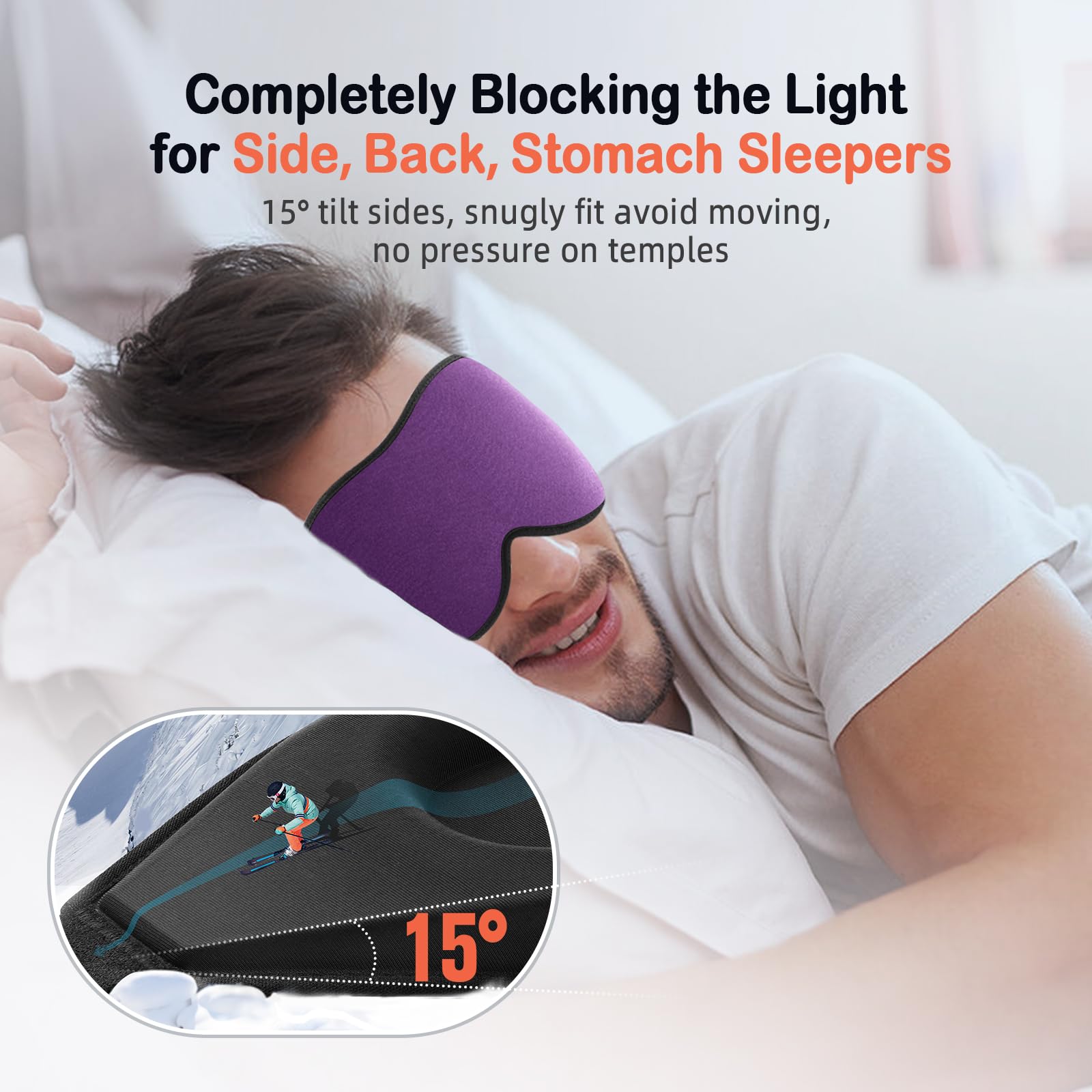 LitBear antifaz dormir puente nasal 22 mm, bloqueo estable.