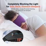 LitBear antifaz dormir puente nasal 22 mm, bloqueo estable.