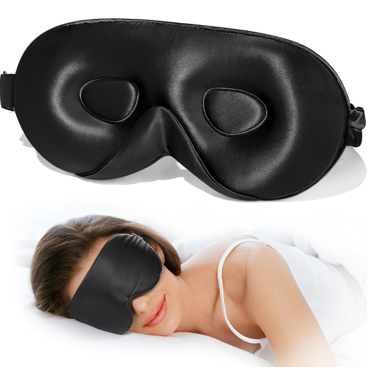 LitBear máscara de seda Mulberry 22 Momme con contorno 3D para ojos, cómodo y espacioso.