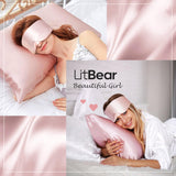LitBear máscara de seda rosa, diseño envolvente bloquea la luz desde todos los ángulos