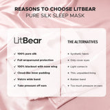 LitBear máscara de seda rosa en elegante caja regalo, regalo perfecto para viajeros