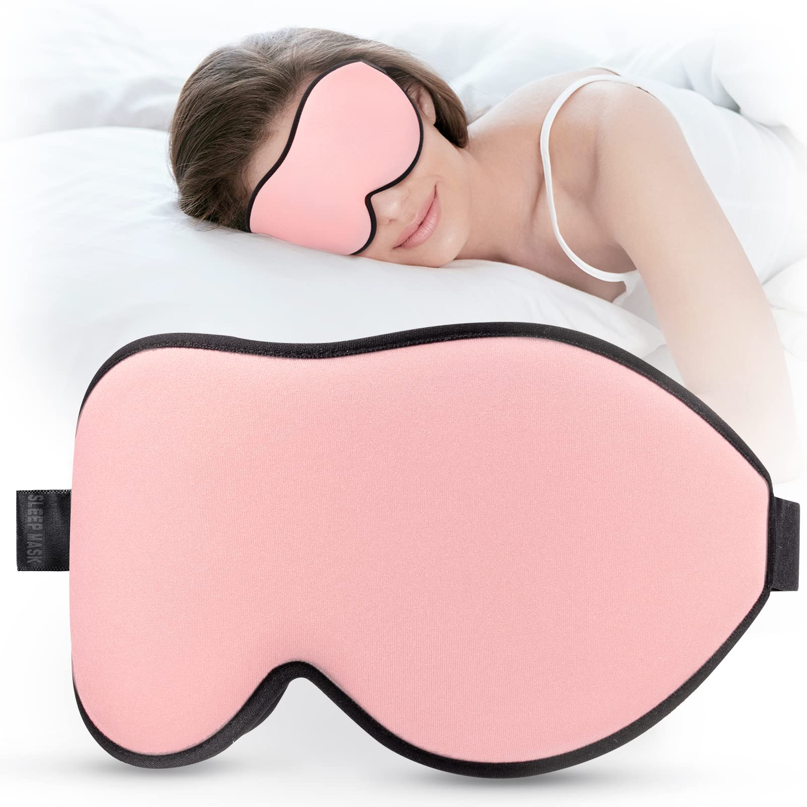 LitBear mascarilla para dormir rosa, diseño tridimensional para mayor comodidad nocturna.