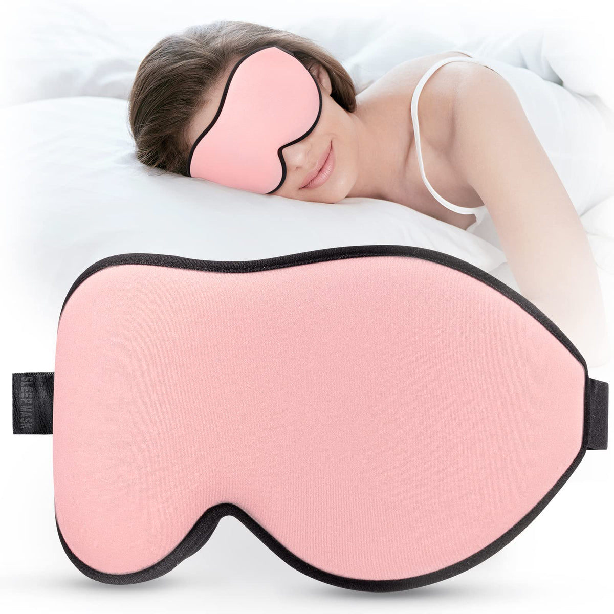 LitBear mascarilla para dormir rosa, diseño tridimensional para mayor comodidad nocturna.