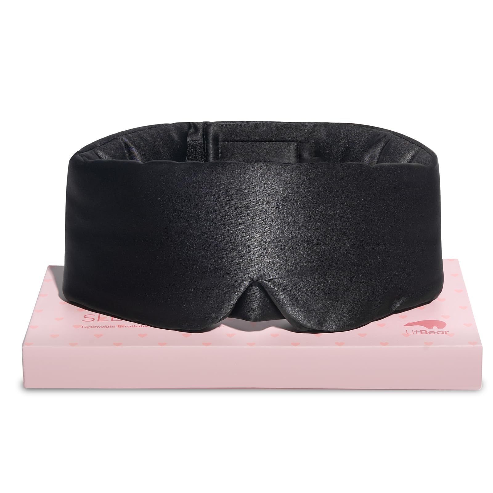 LitBear mascarilla de seda 22 momme abraza el rostro para sueño cómodo.