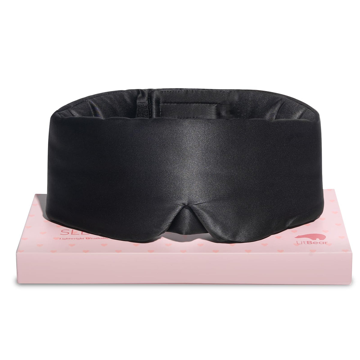 LitBear mascarilla de seda 22 momme abraza el rostro para sueño cómodo.