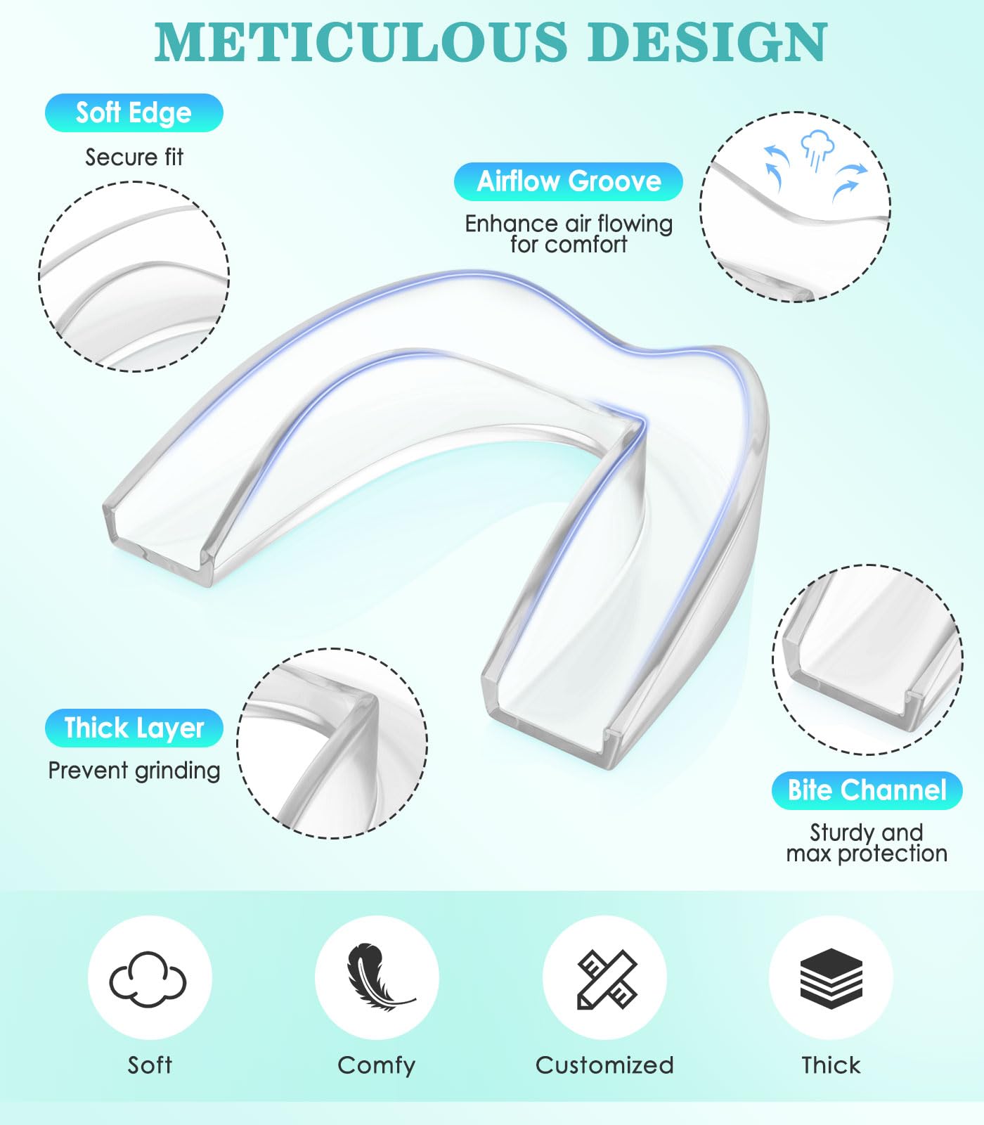 Litlcutie guardas bruxismo transparentes, ajuste cómodo para dormir