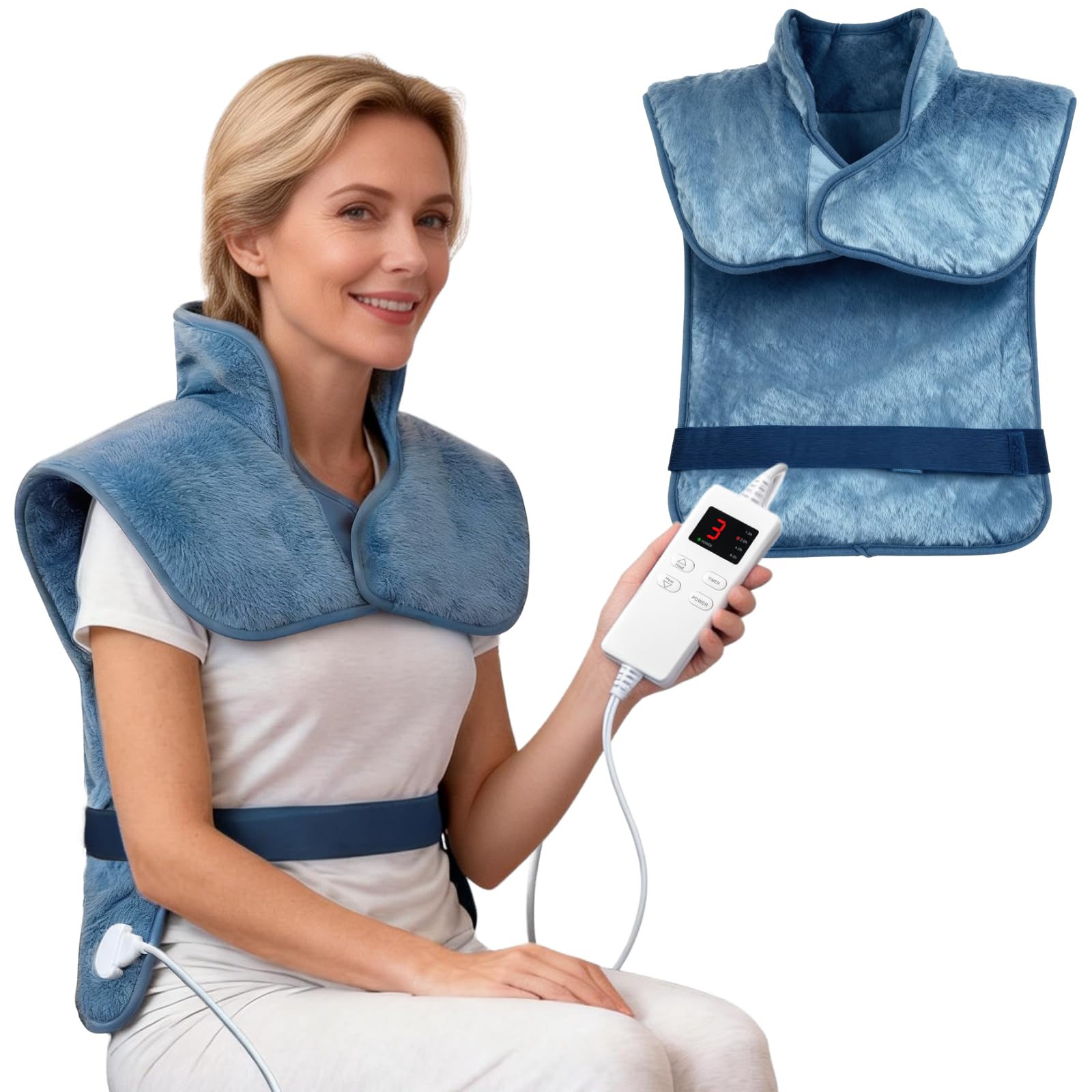 Almohadilla eléctrica LITLISFlY para cuello y hombros cubre espalda completa.