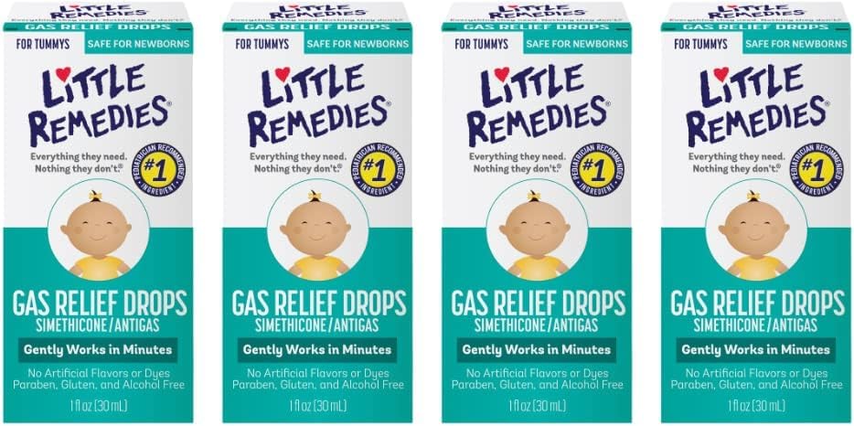 Gotas Little Remedies Gas Relief frente al frasco, alivio suave para recién nacidos