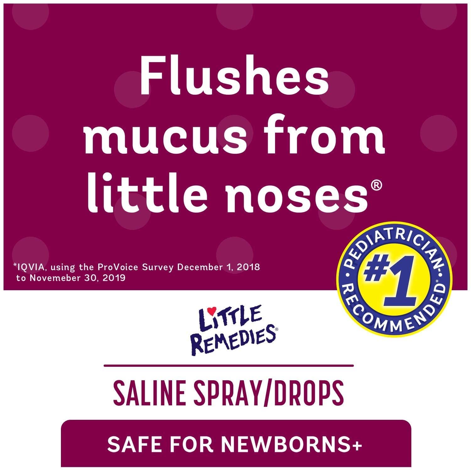 Botella de 1 oz de Little Remedies, solución salina para uso nasal confiable.