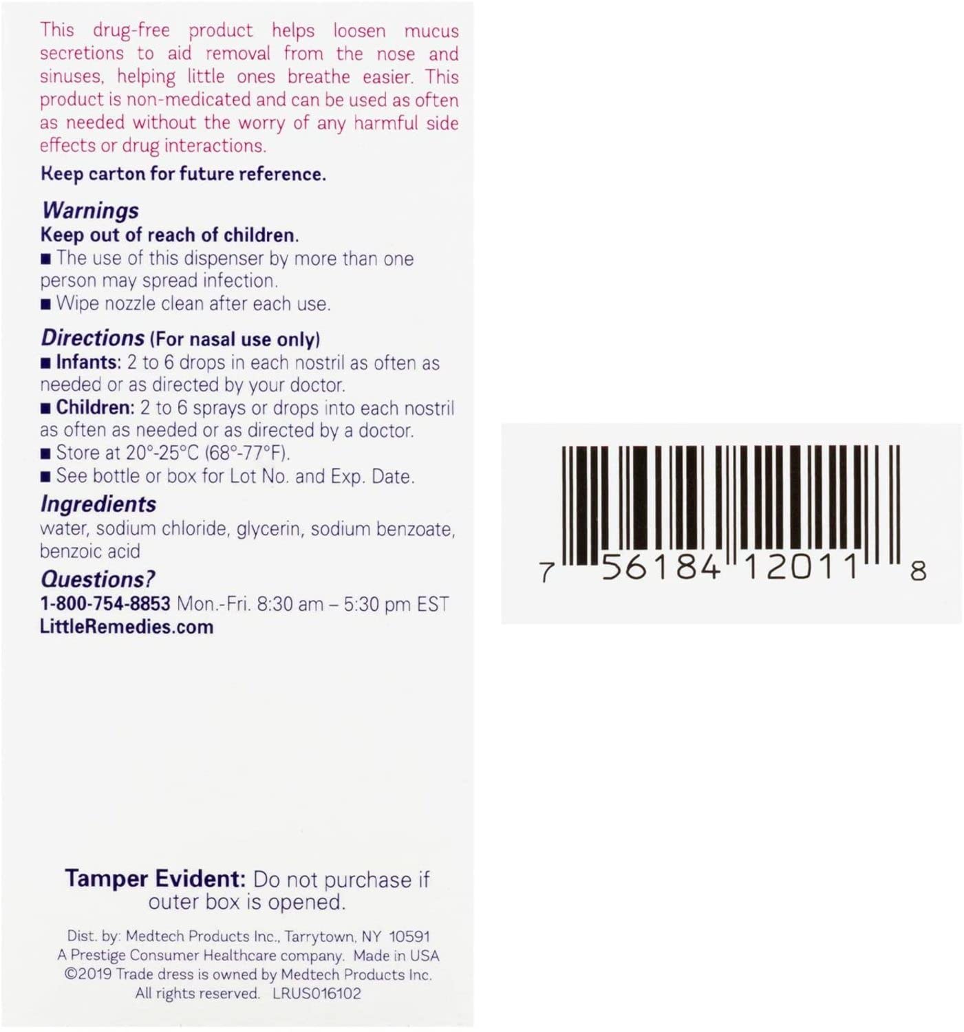 Envase de Little Remedies para nariz, mantiene la hidratación de forma natural.