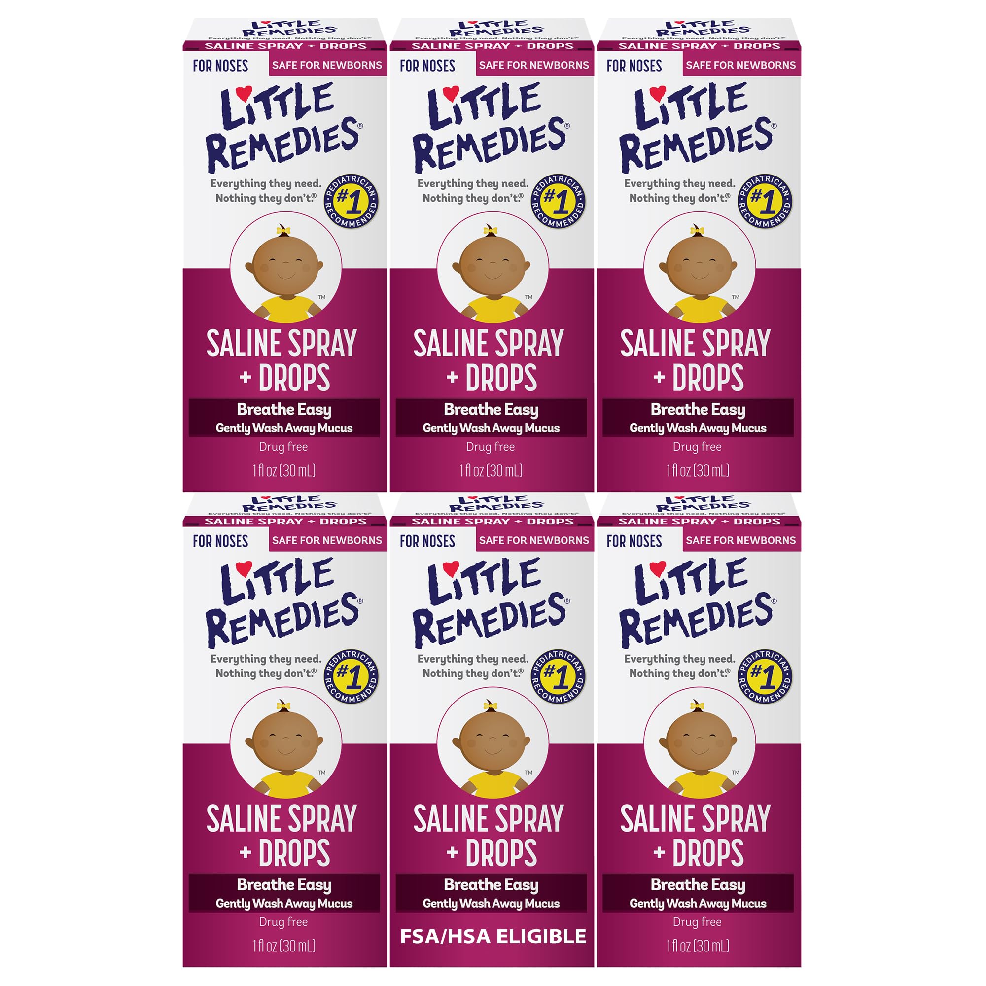 Little Remedies spray nasal para recién nacido, facilita la respiración suave.